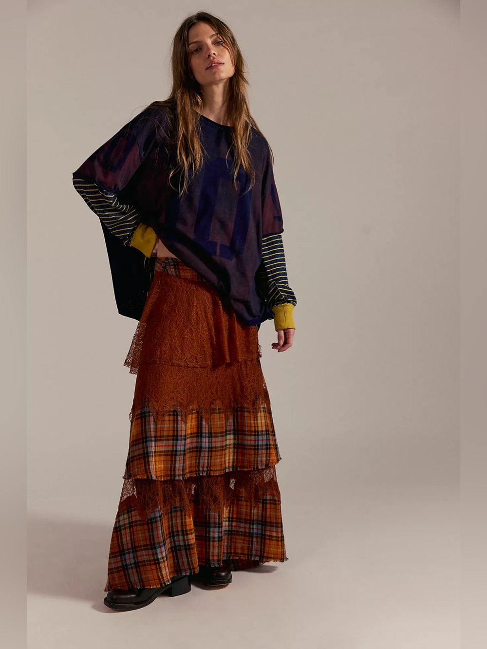Free people country fair lace maxi skirt